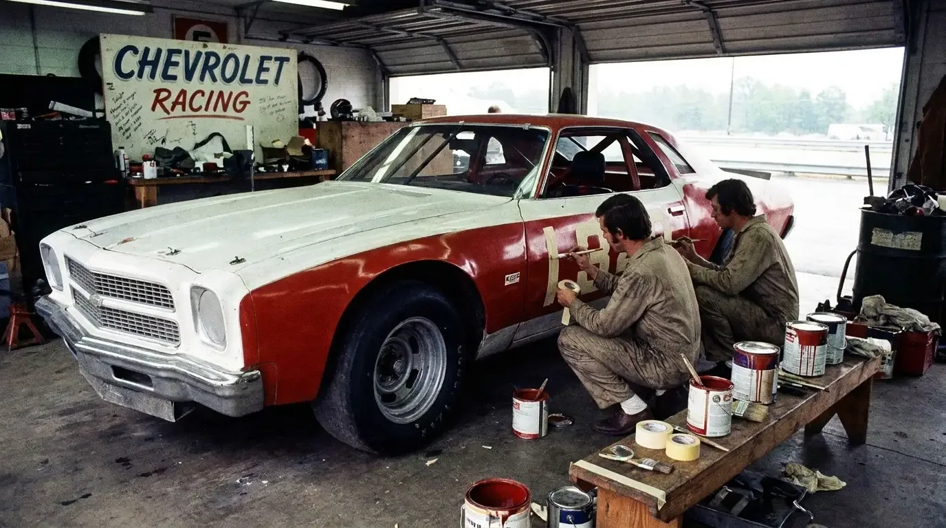 1971 Chevrolet Chevelle Laguna S-3 — crew painting race livery