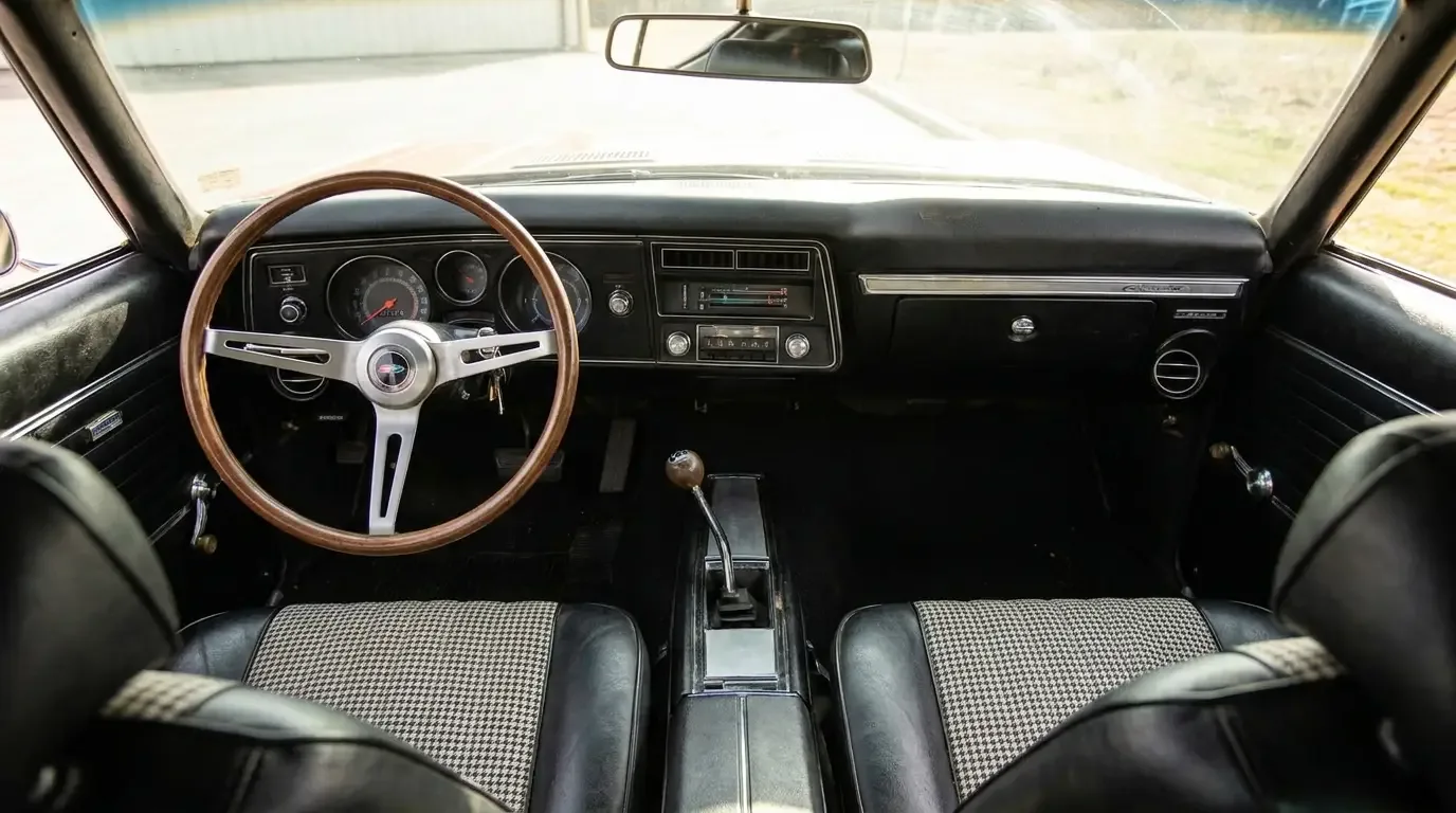 1969 Chevelle SS396 interior — bucket seats and gauge cluster