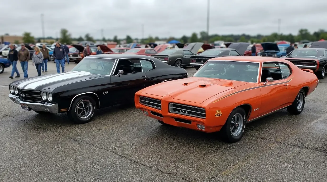 1970 Chevelle SS454 and Pontiac GTO Judge - car show comparison