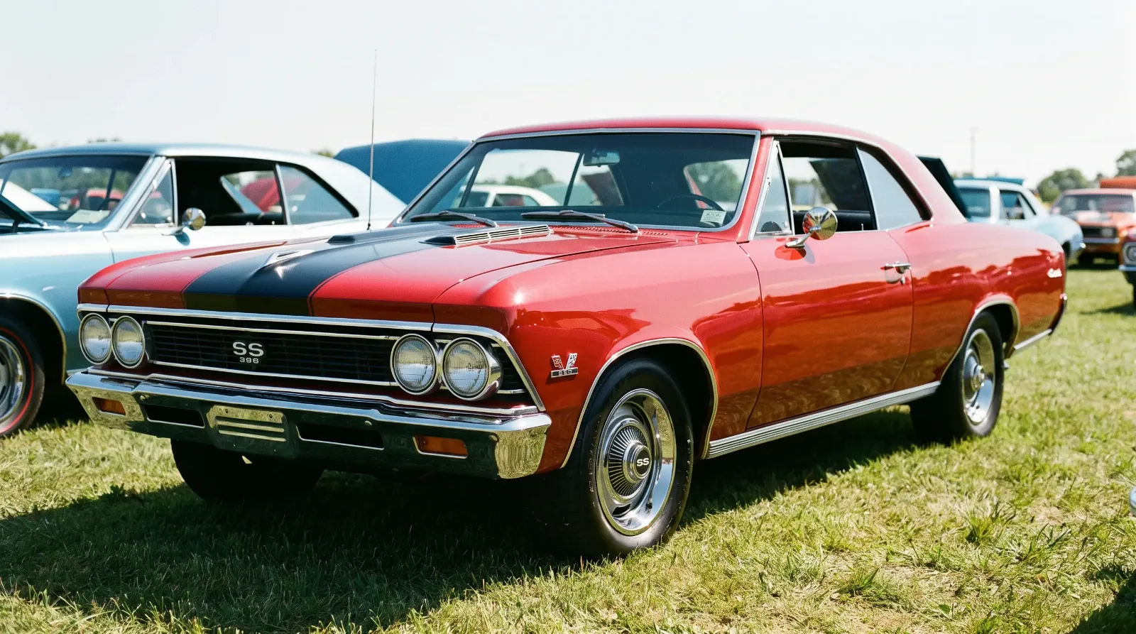 Red 1966 Chevrolet Chevelle SS 396 at a classic car show