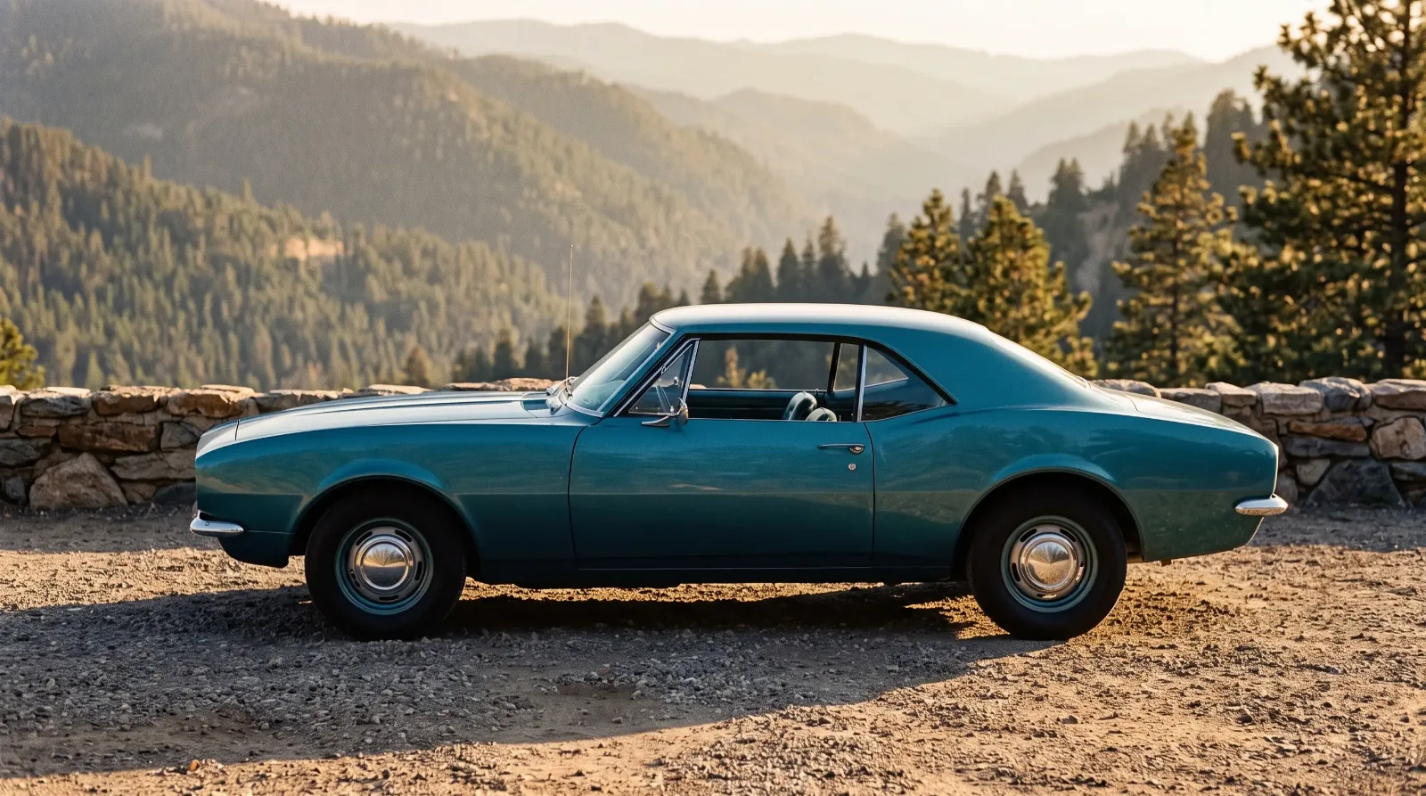 1967 Chevrolet Camaro Sport Coupe, at a mountain pass overlook