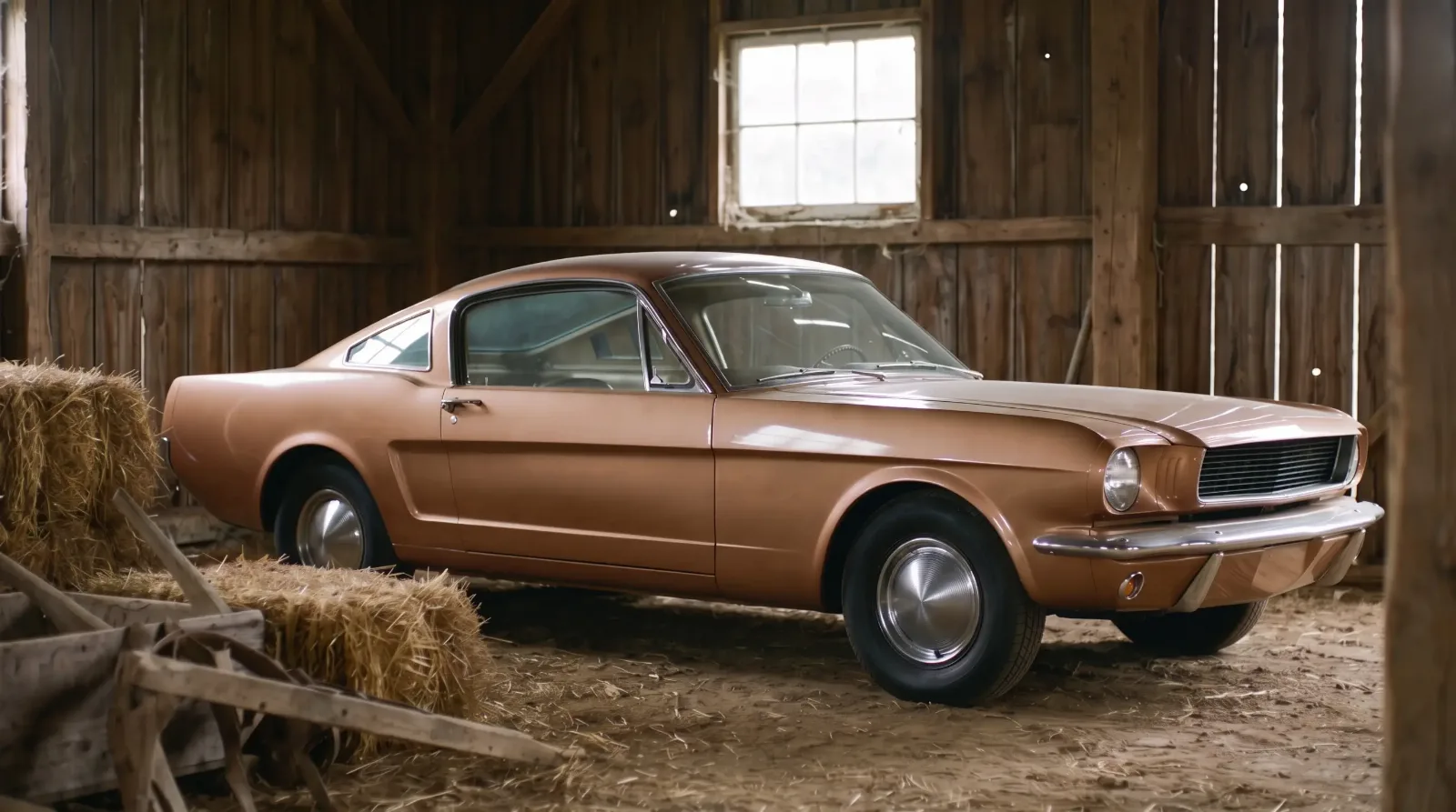 1964 Ford Mustang III Shorty prototype, parked in a wooden barn
