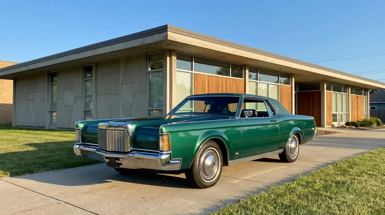 1969 Lincoln Continental Mark III — green personal luxury coupe, formal grille