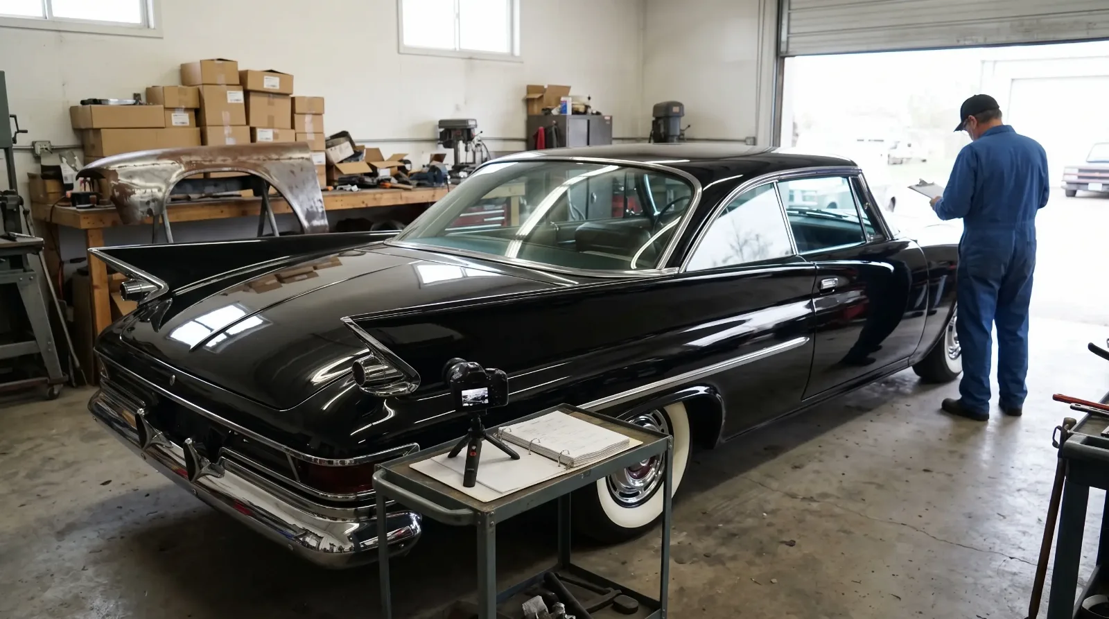 Restoration shop documenting a finished build with a 1961 Chrysler 300G