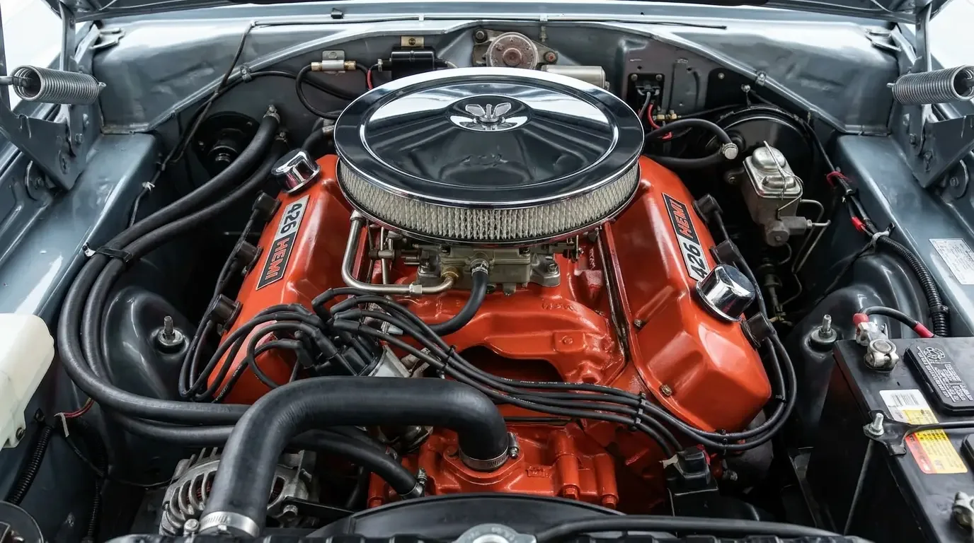 1966 Dodge Charger 426 Hemi V8 engine bay