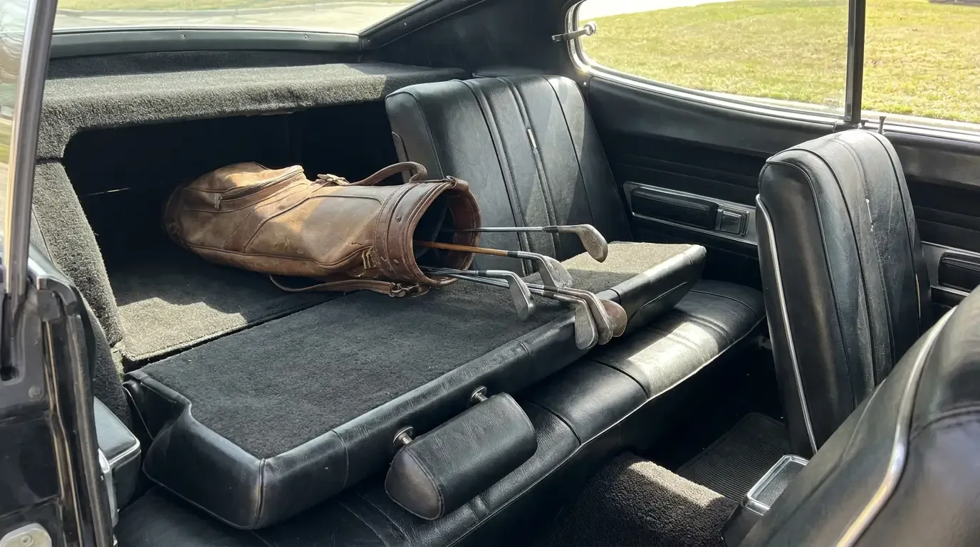 1966 Dodge Charger rear seat folded flat with pass-through to the trunk