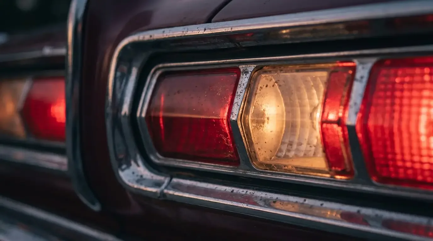 1966 Charger full-width taillight lens and chrome bezel close-up