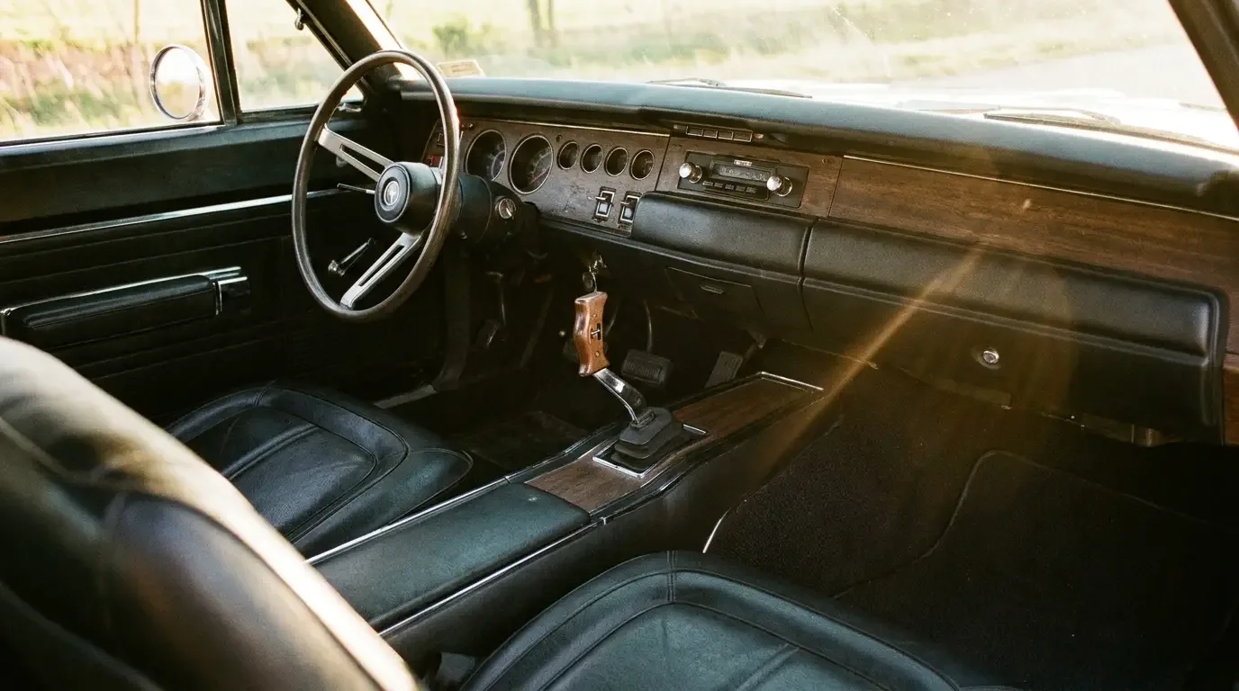 1970 Dodge Charger — Hurst pistol-grip four-speed shifter on console
