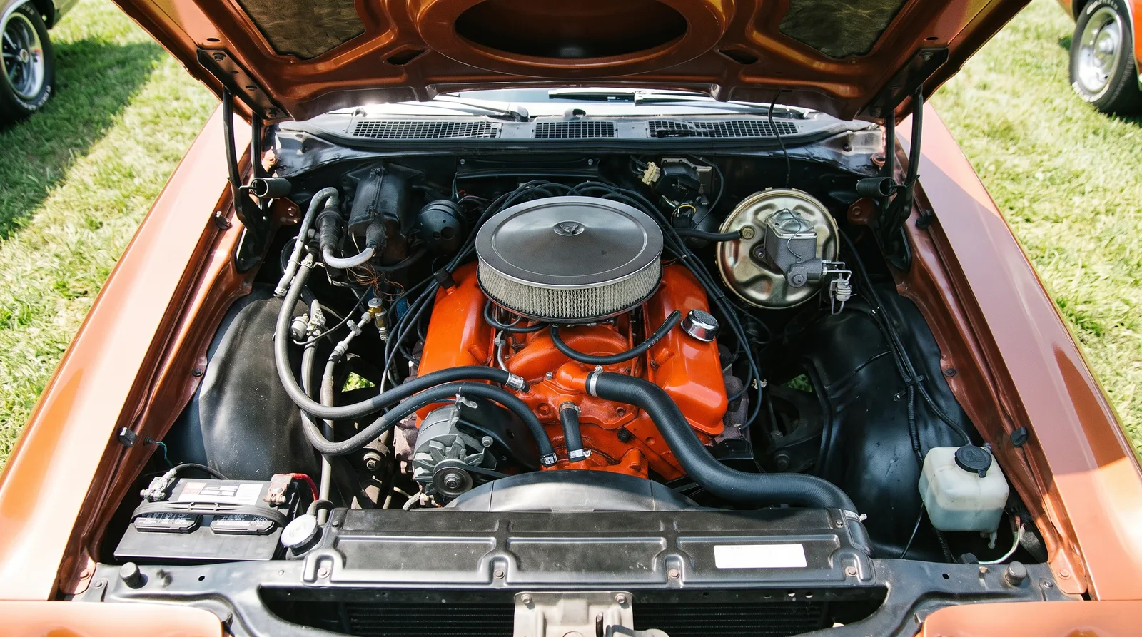 1970 Chevrolet El Camino SS 454 — engine bay at a car show