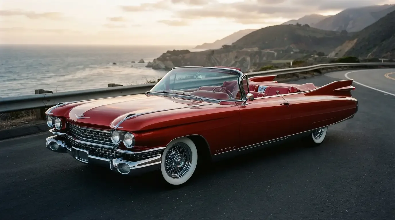 1959 Cadillac Eldorado Biarritz convertible top down, front three-quarter view