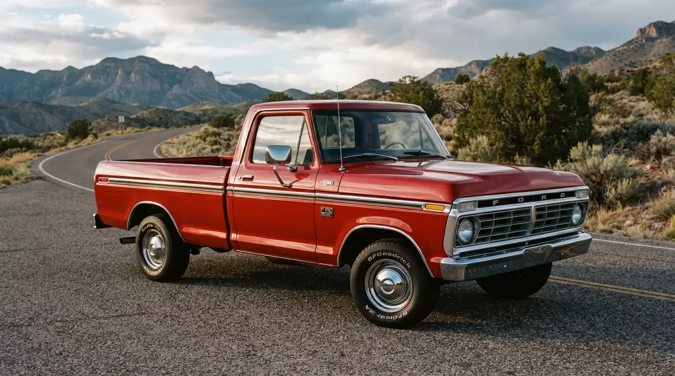 1973-1979 Ford F-100 Dentside pickup truck, three-quarter front view