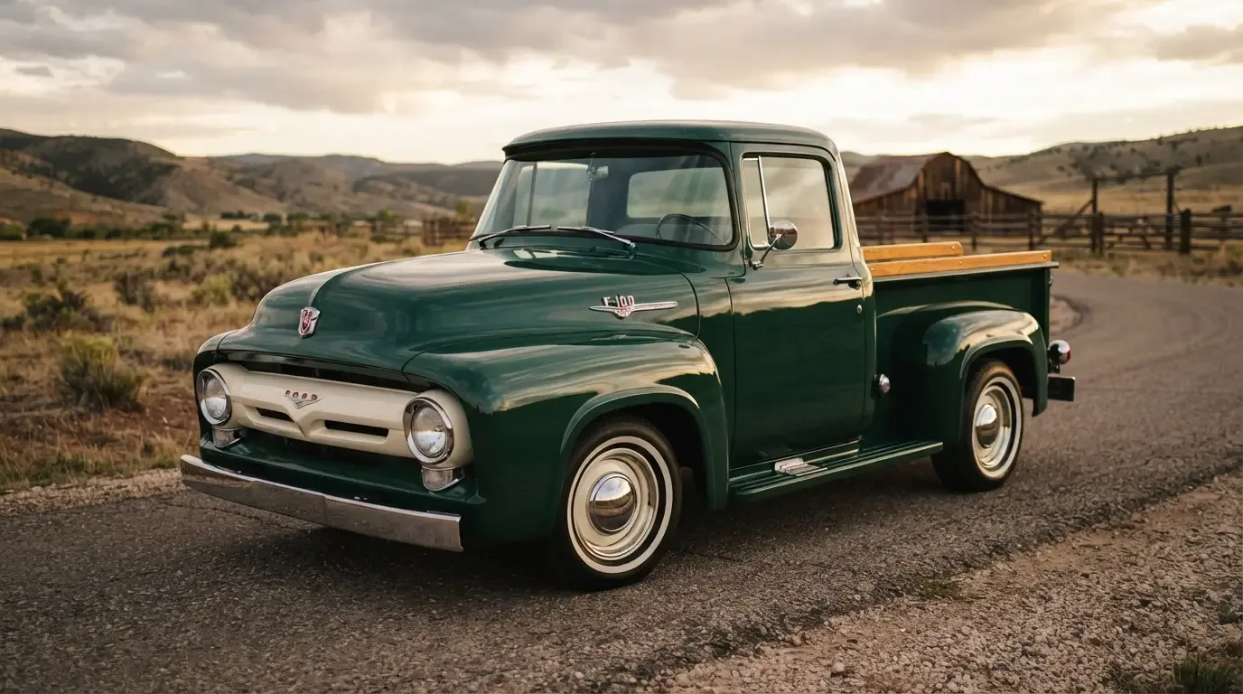 1953-1956 Ford F-100 pickup truck, three-quarter front view