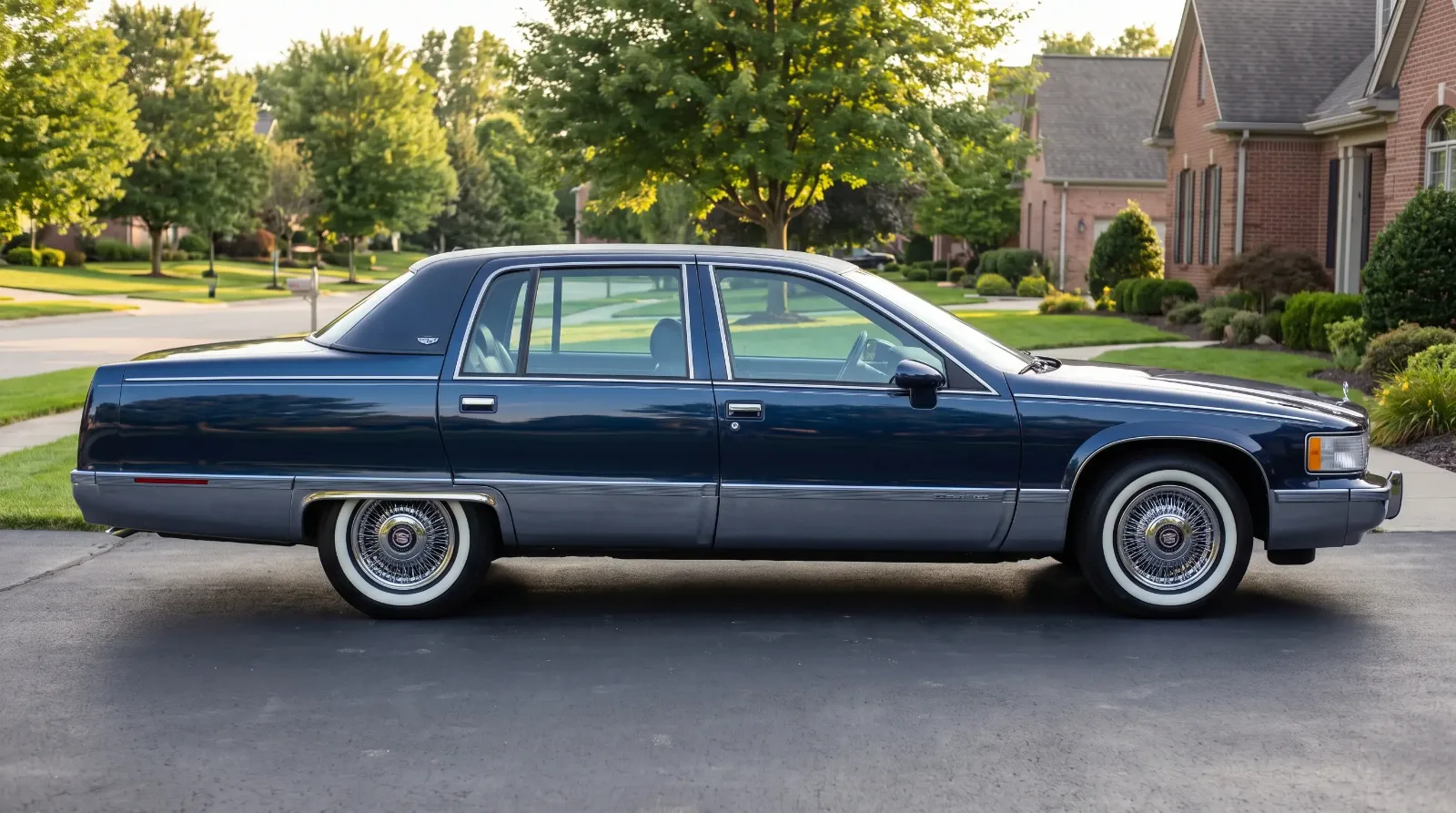 1996 Cadillac Fleetwood long formal sedan in profile