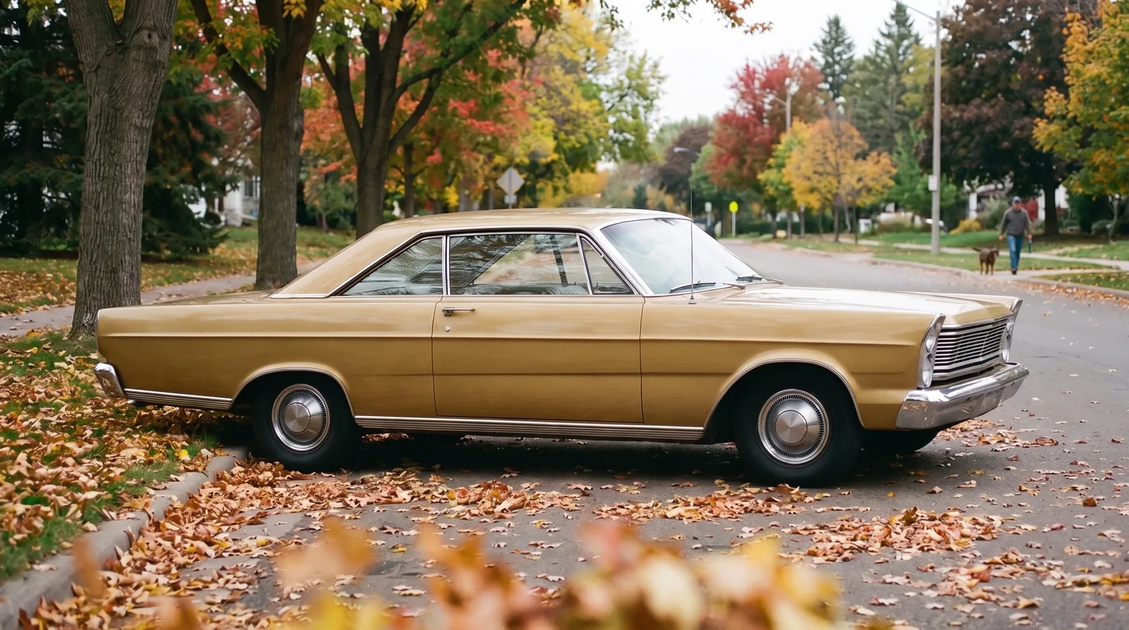 1965 Ford Galaxie 500 LTD hardtop, autumn suburban street