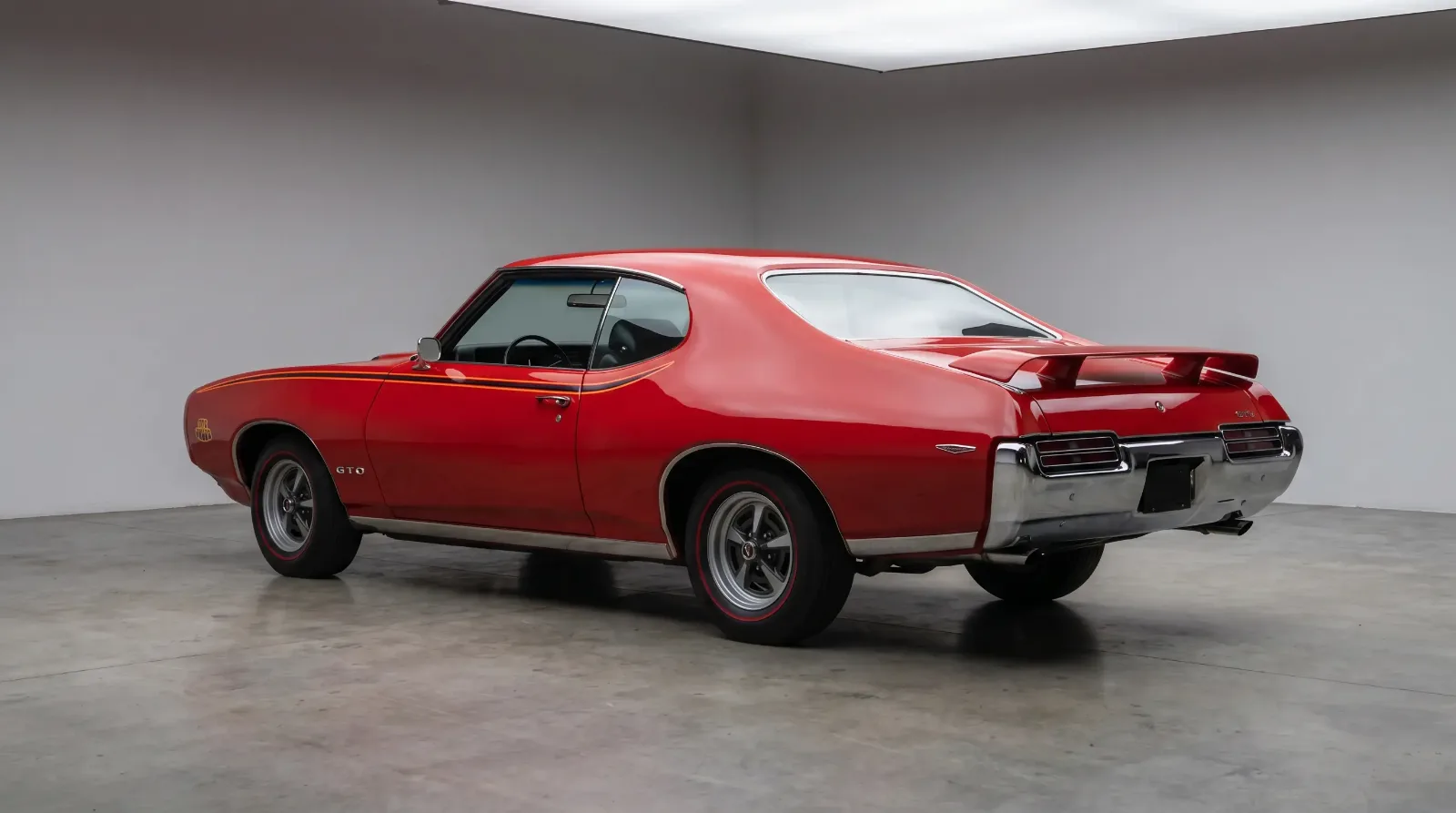 1969 GTO Judge rear wing and Carousel Red stripes