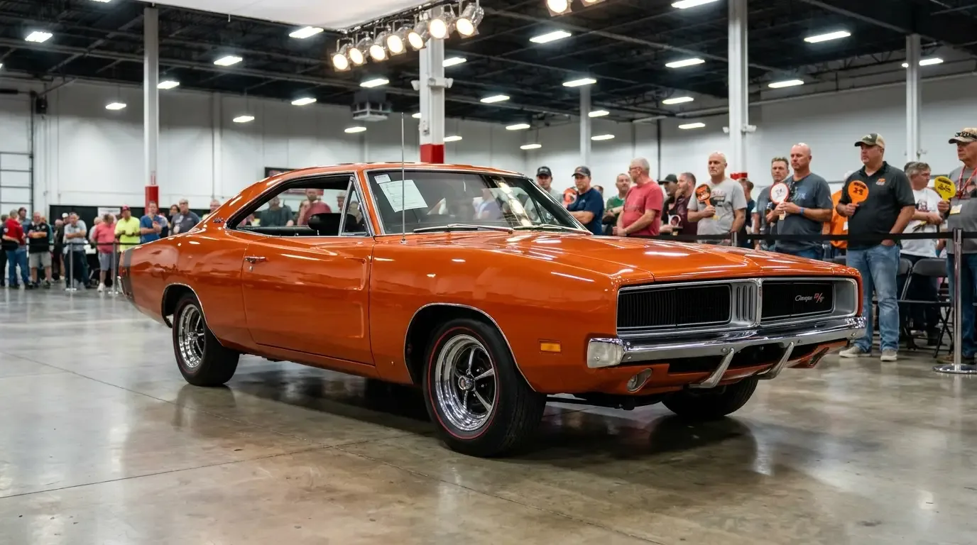 1969 Dodge Charger R/T Hemi displayed at a classic car auction