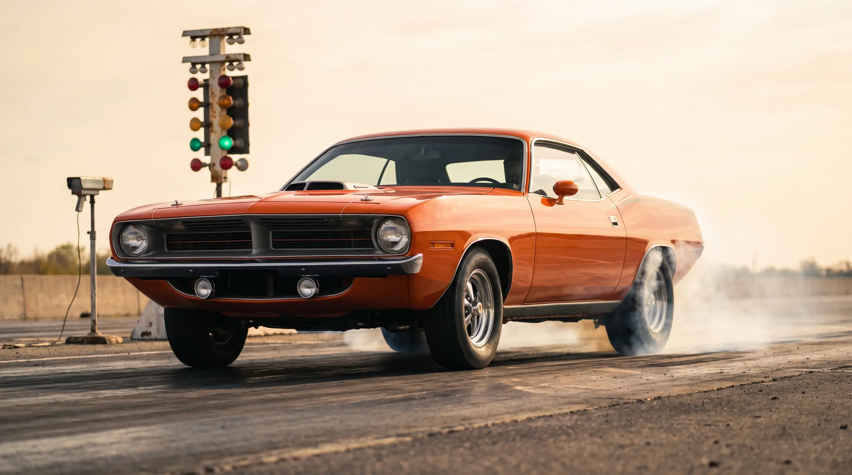 The Hemi Cuda at the Drag Strip