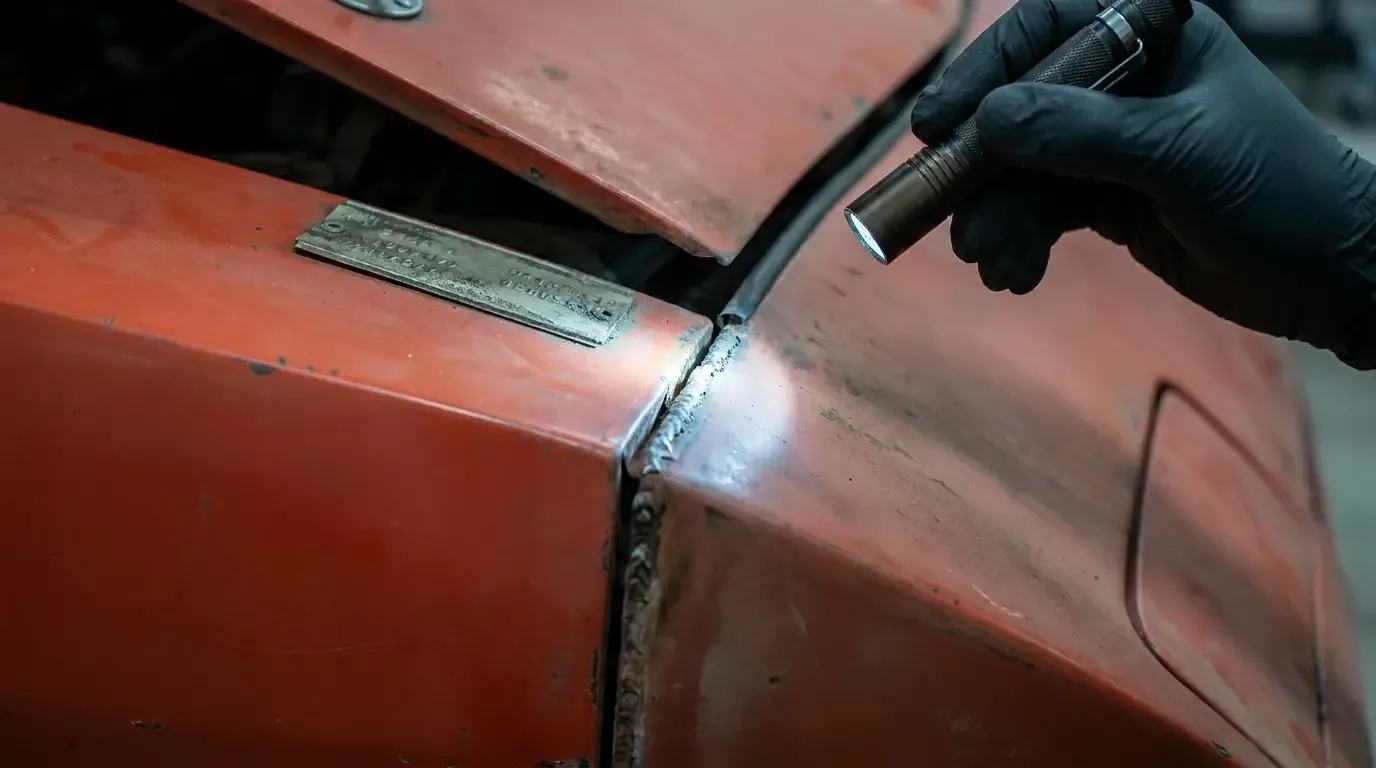 1969 Dodge Charger Daytona — nose cone seam authentication detail