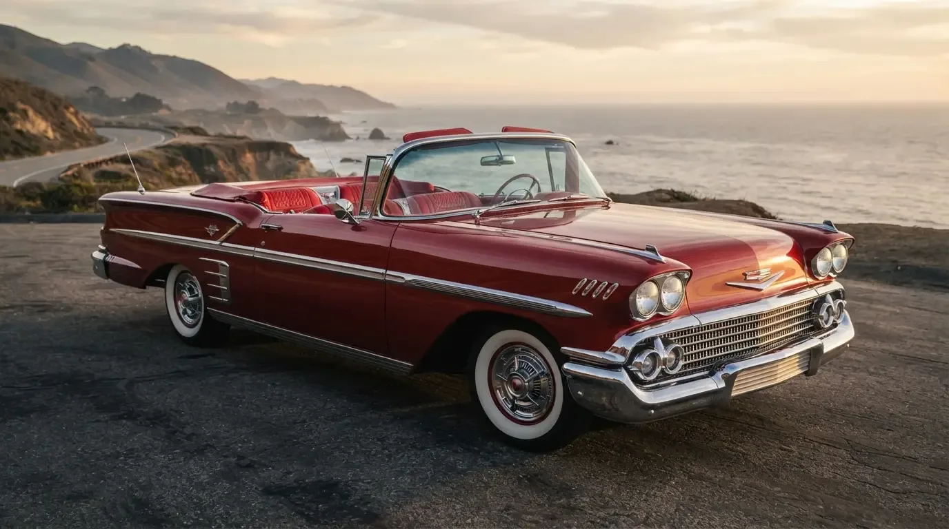 1958 Chevrolet Impala Sport Coupe convertible, three-quarter front view