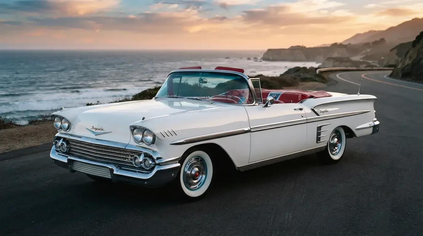 1958 Chevrolet Impala convertible, three-quarter front view