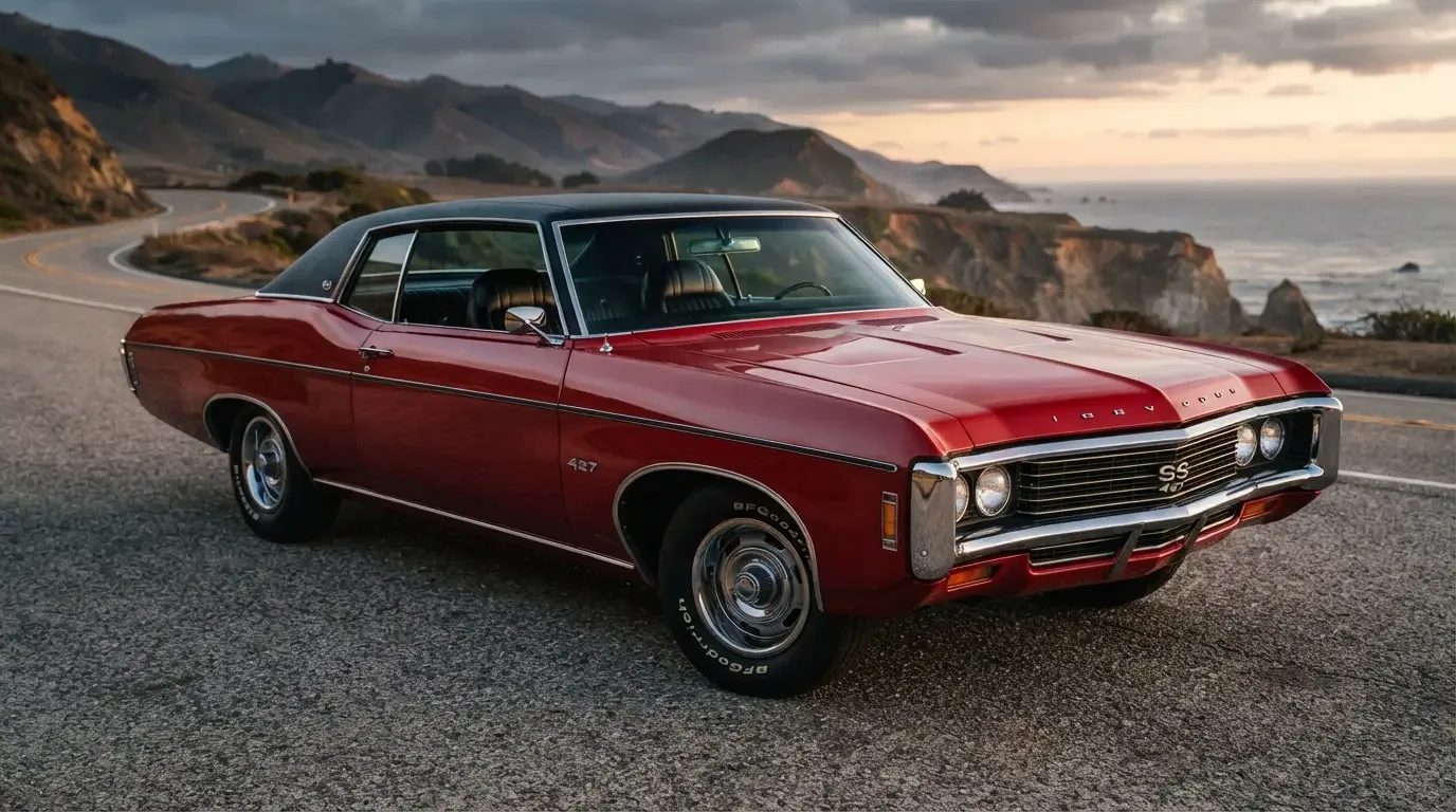 1967-1970 Chevrolet Impala SS427 coke-bottle body, three-quarter front view