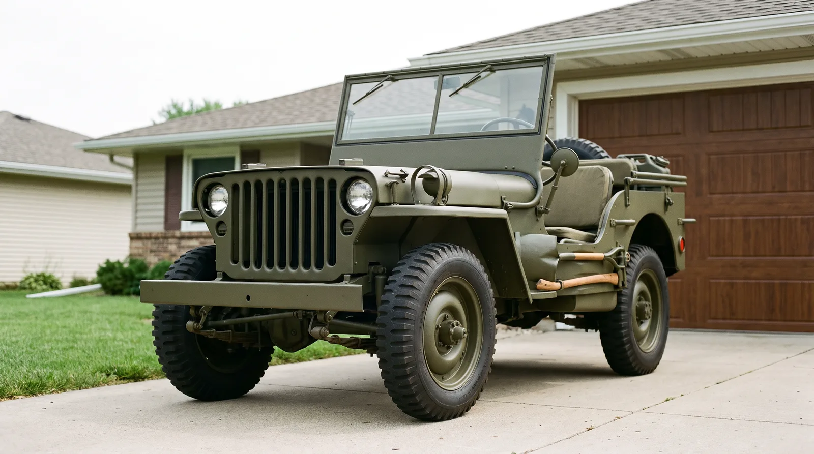 1943 Willys MB, parked on a suburban driveway