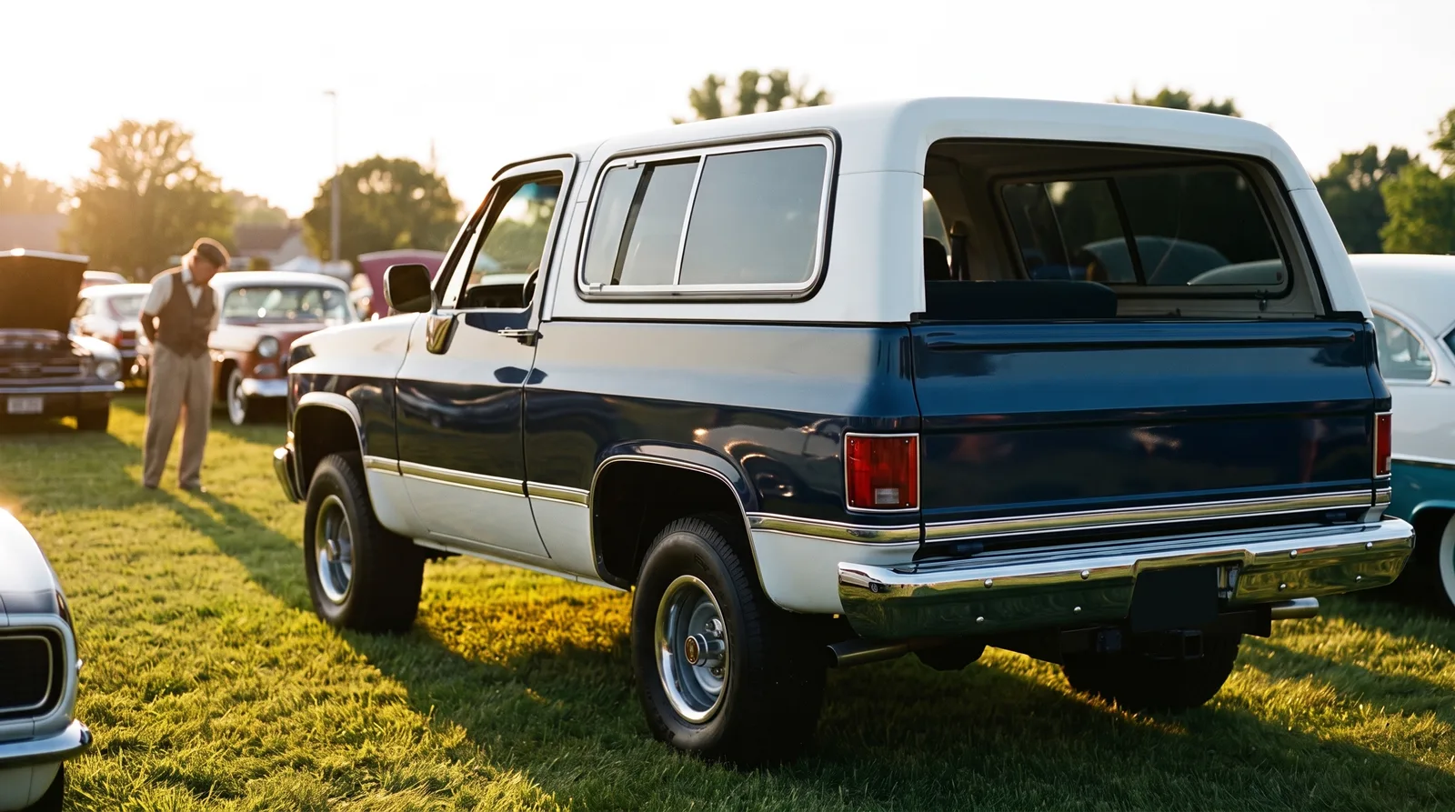 1980s GMC Jimmy, two-tone at a car show lawn