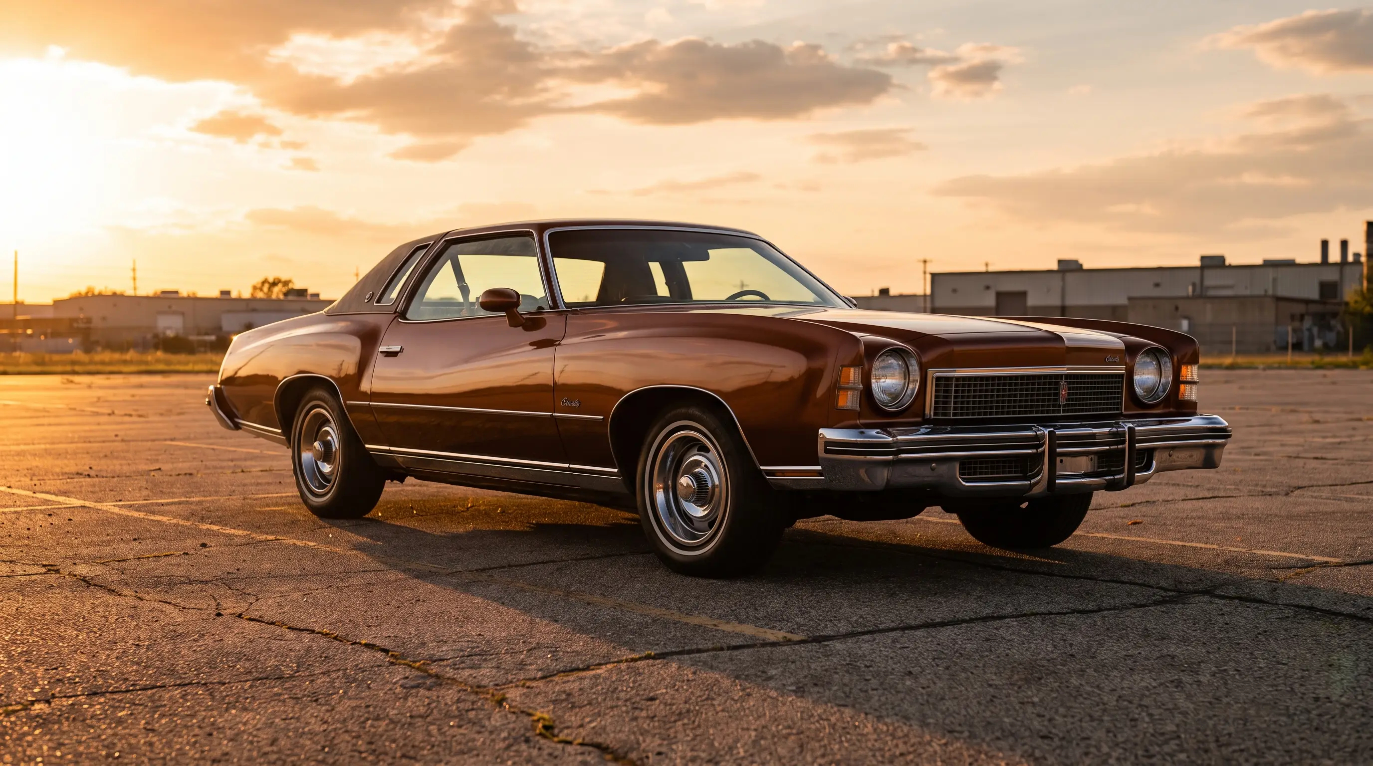 1973 Chevrolet Monte Carlo Colonnade with sculpted fenders at sunset