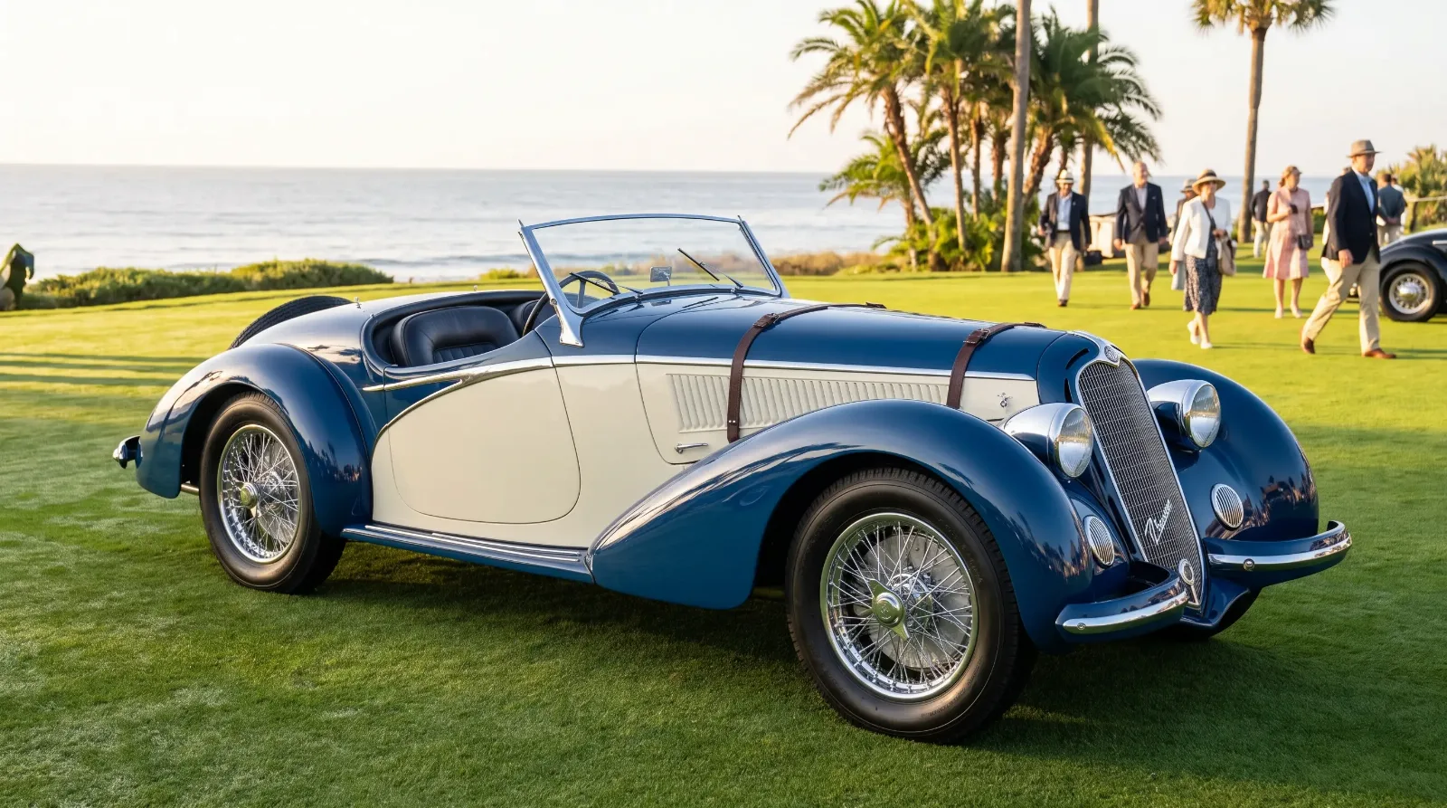 Italian coachbuilt spider on a concours lawn