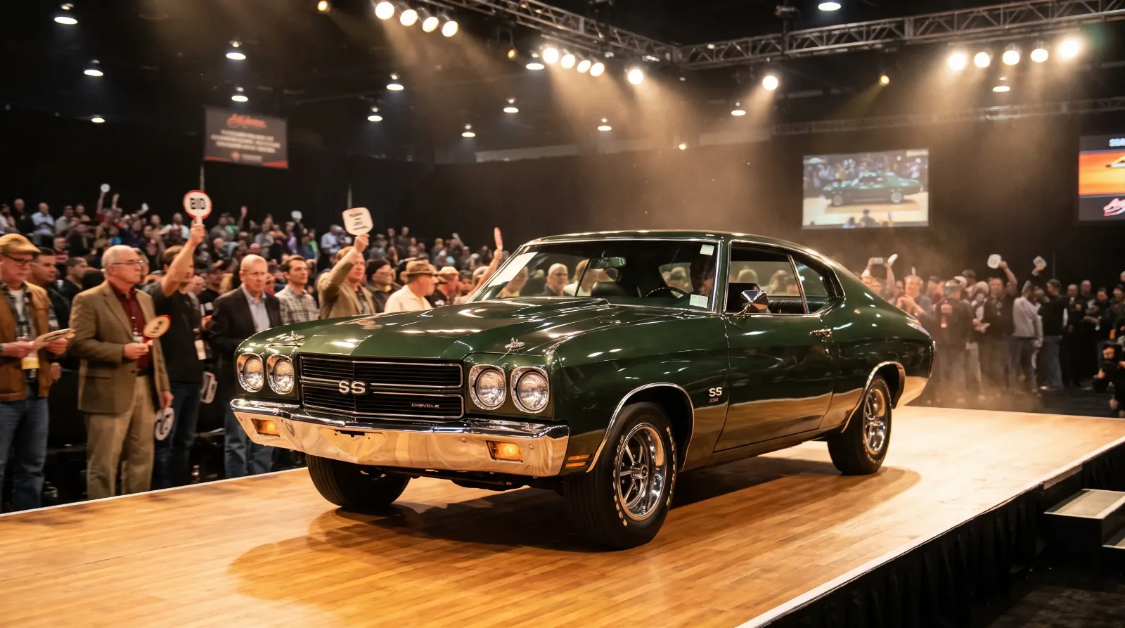 1970 Chevrolet Chevelle SS 396 crossing the block at a collector-car auction