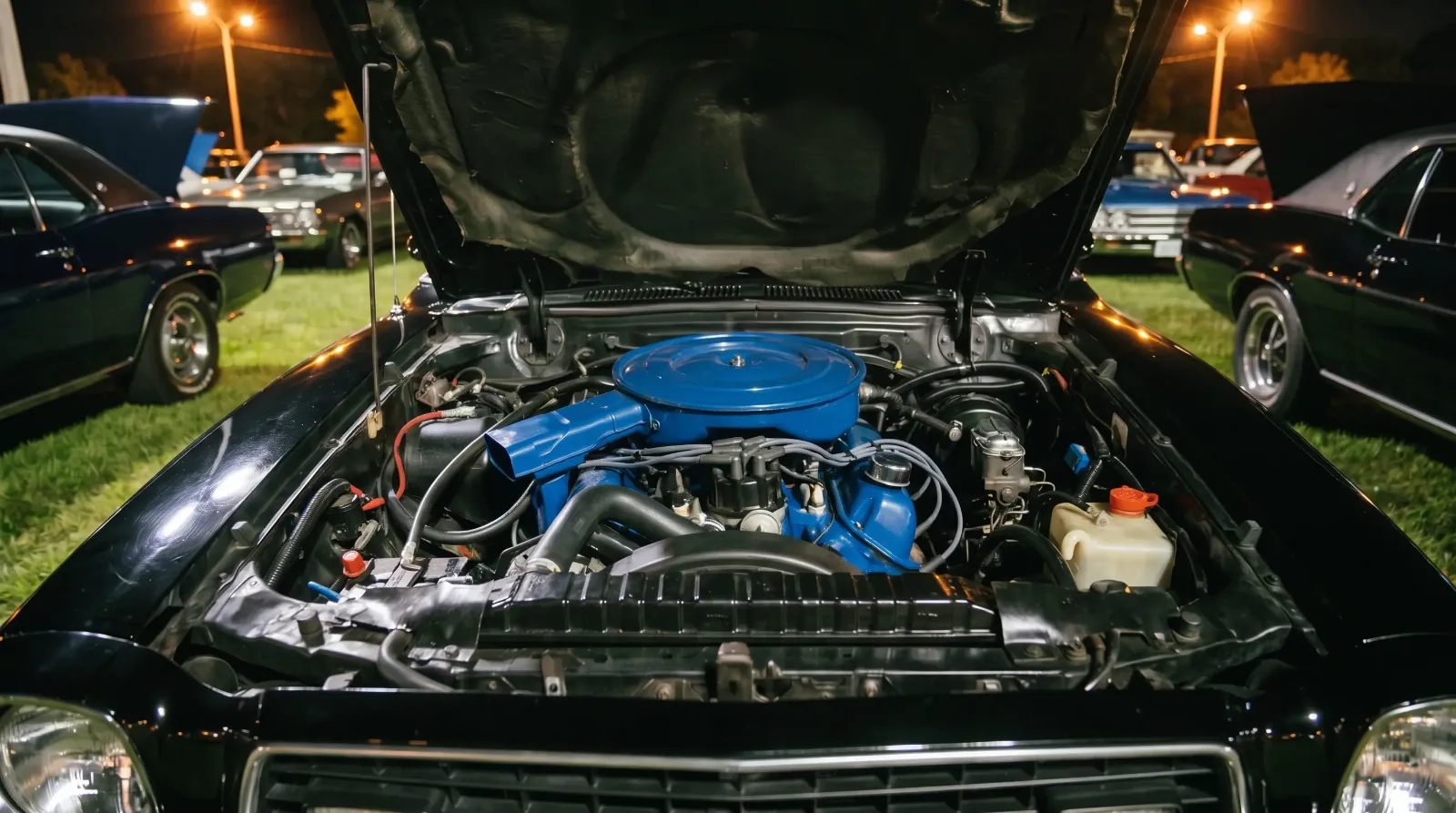 1977 Ford Mustang II, 302 V8 at a night car show