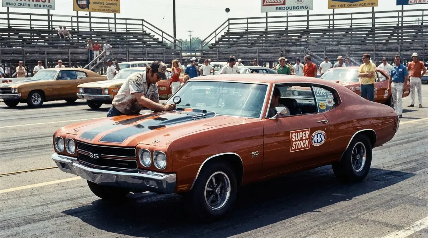 1970 Chevrolet Chevelle SS454 staged in NHRA Super Stock lanes