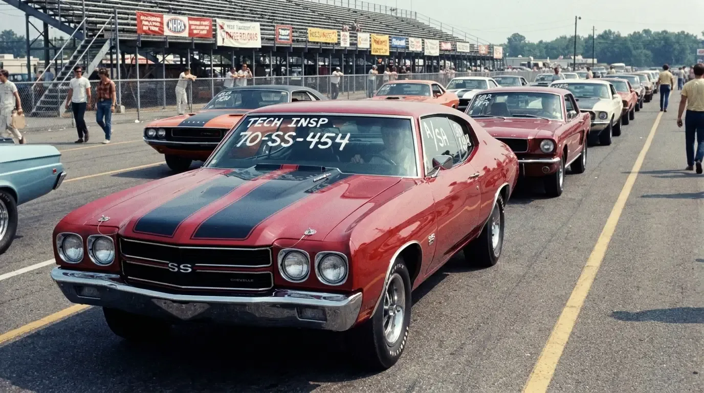 1970 Chevrolet Chevelle SS454 — NHRA Super Stock staging lanes