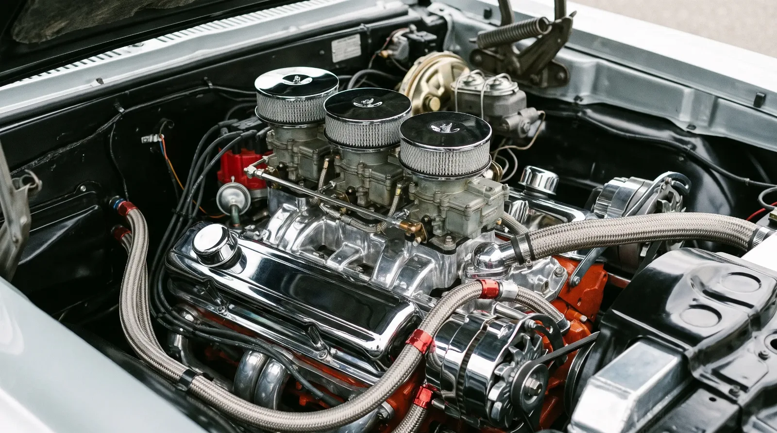 1964 GTO 389 Tri-Power engine bay