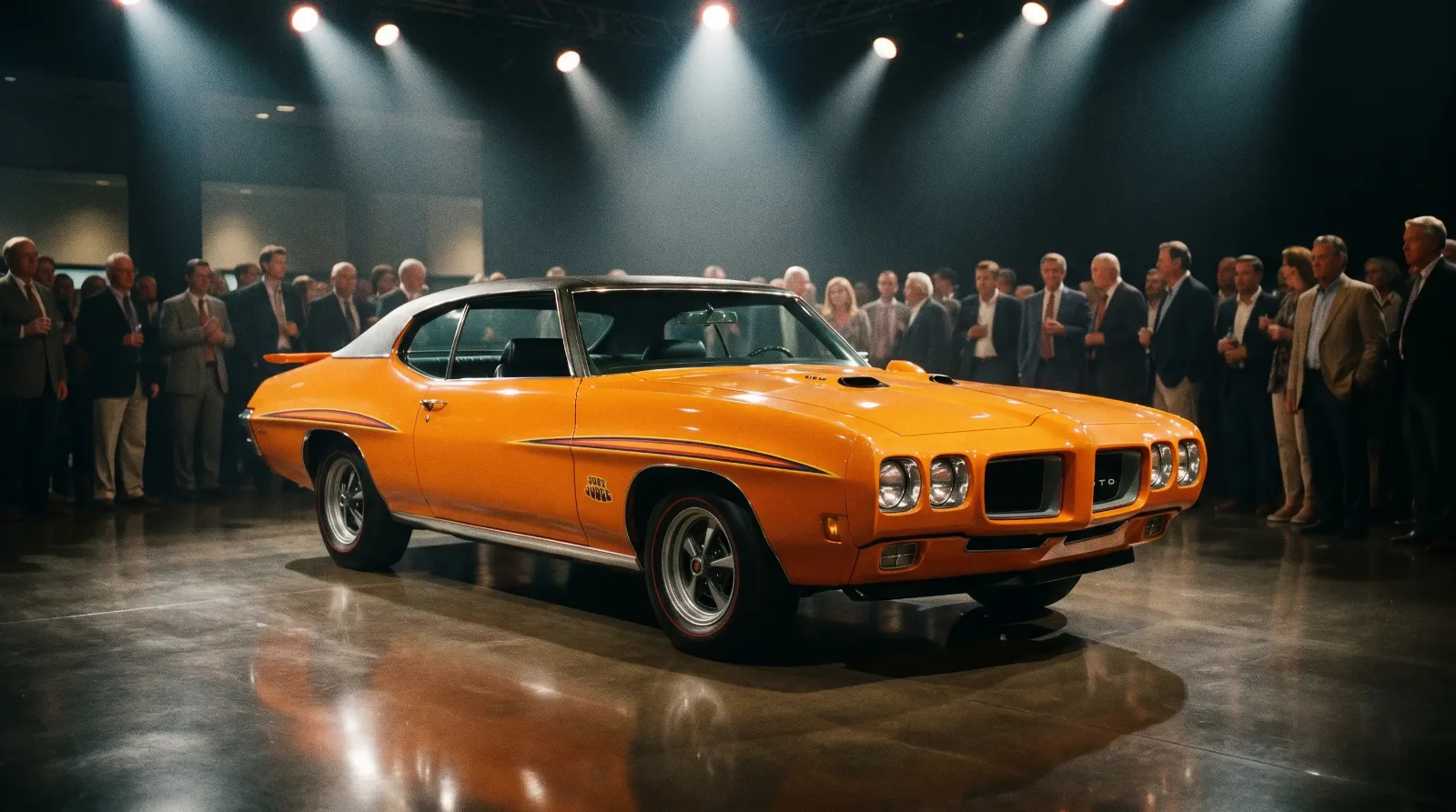 1970 GTO 455 on auction showroom floor