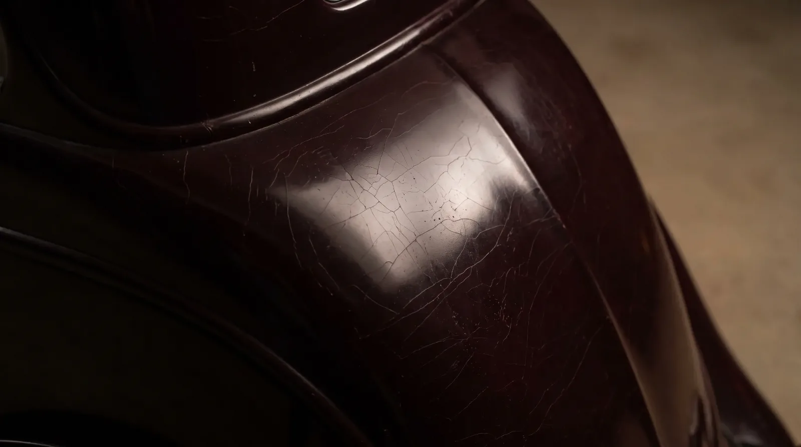 1930s lacquer paint - close detail of original body panel