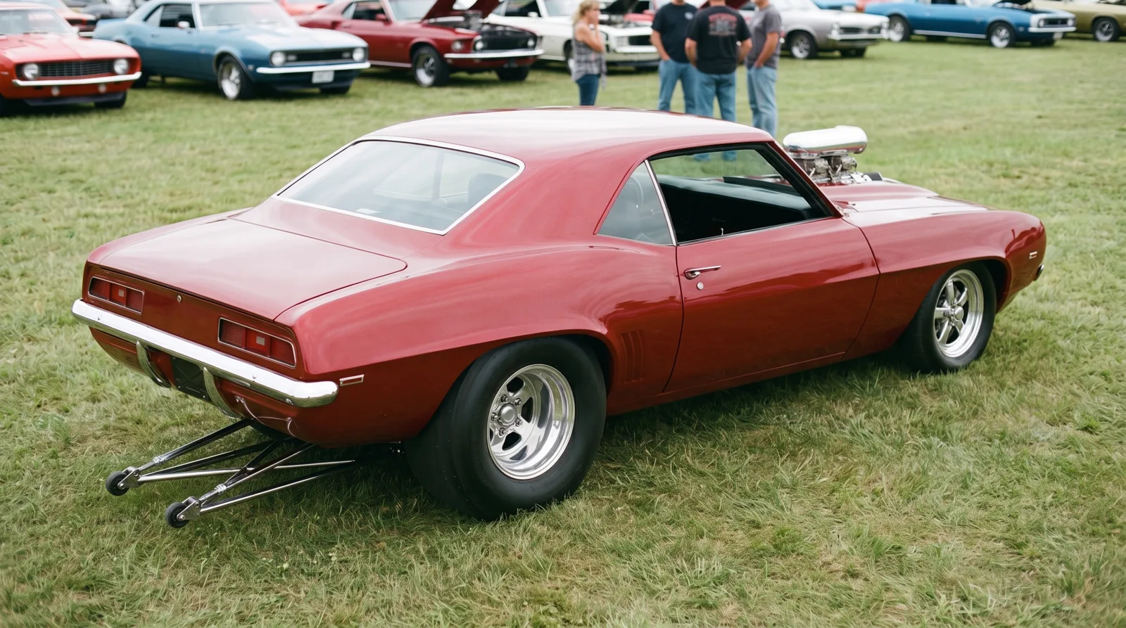1969 Chevrolet Camaro Pro Street, blown car on a fairgrounds show field