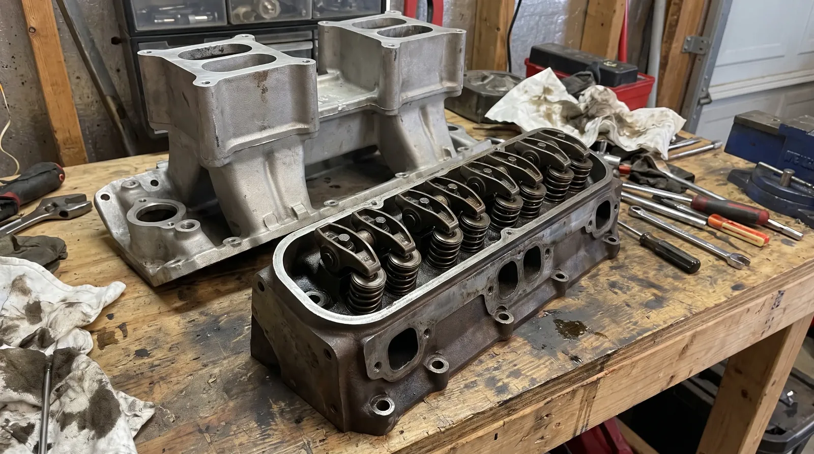 Ram Air IV round-port head and intake detail