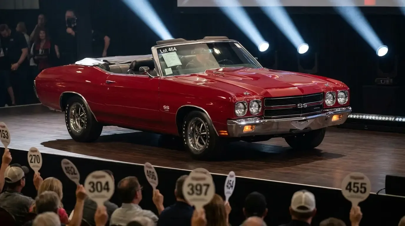 1970 Chevrolet Chevelle SS454 LS6 convertible - auction stage under lights