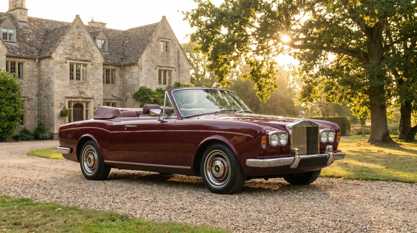 Coachbuilt drophead convertible with the top folded down