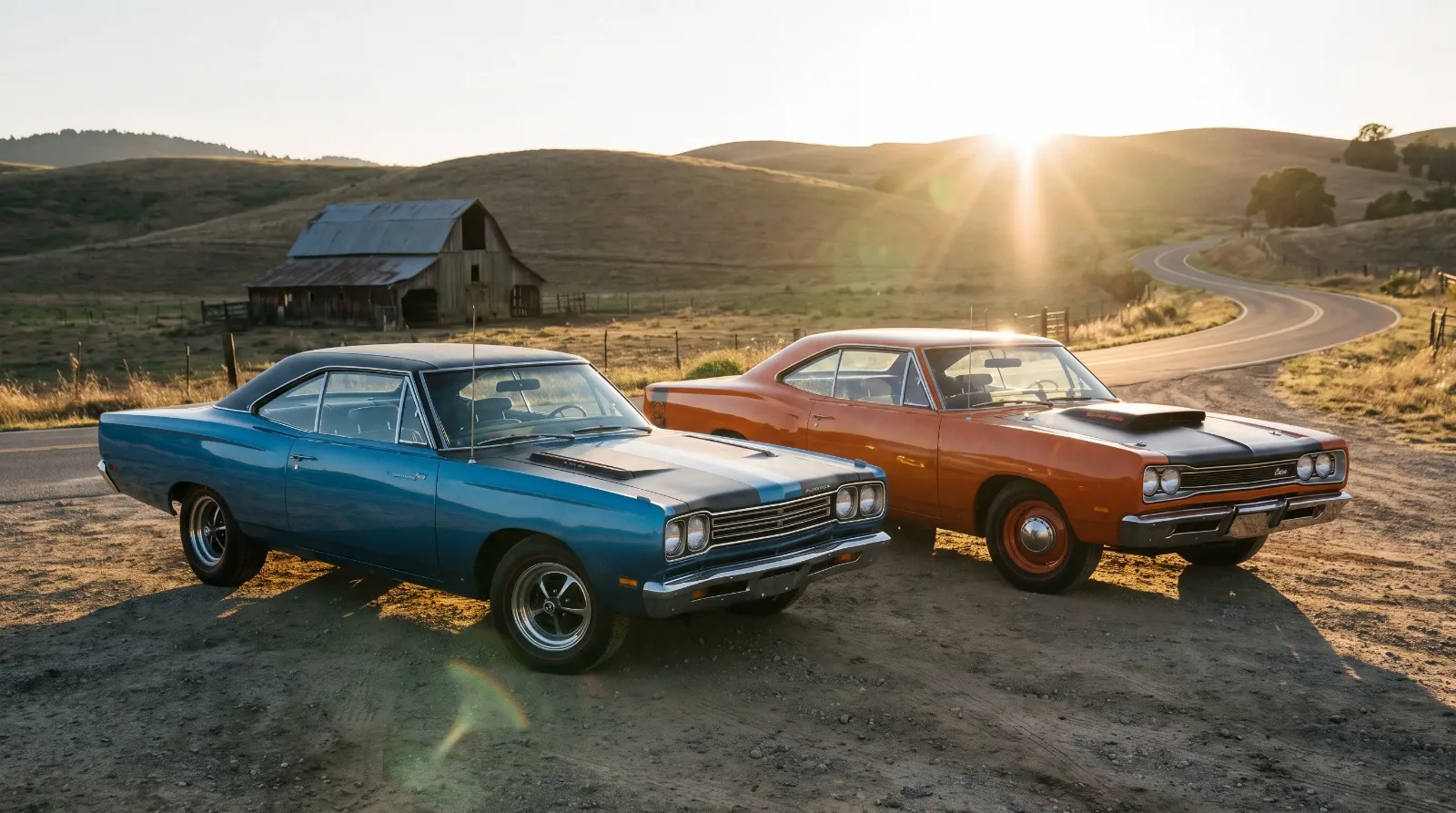 1969 Plymouth Road Runner and 1969 Dodge Super Bee parked side by side