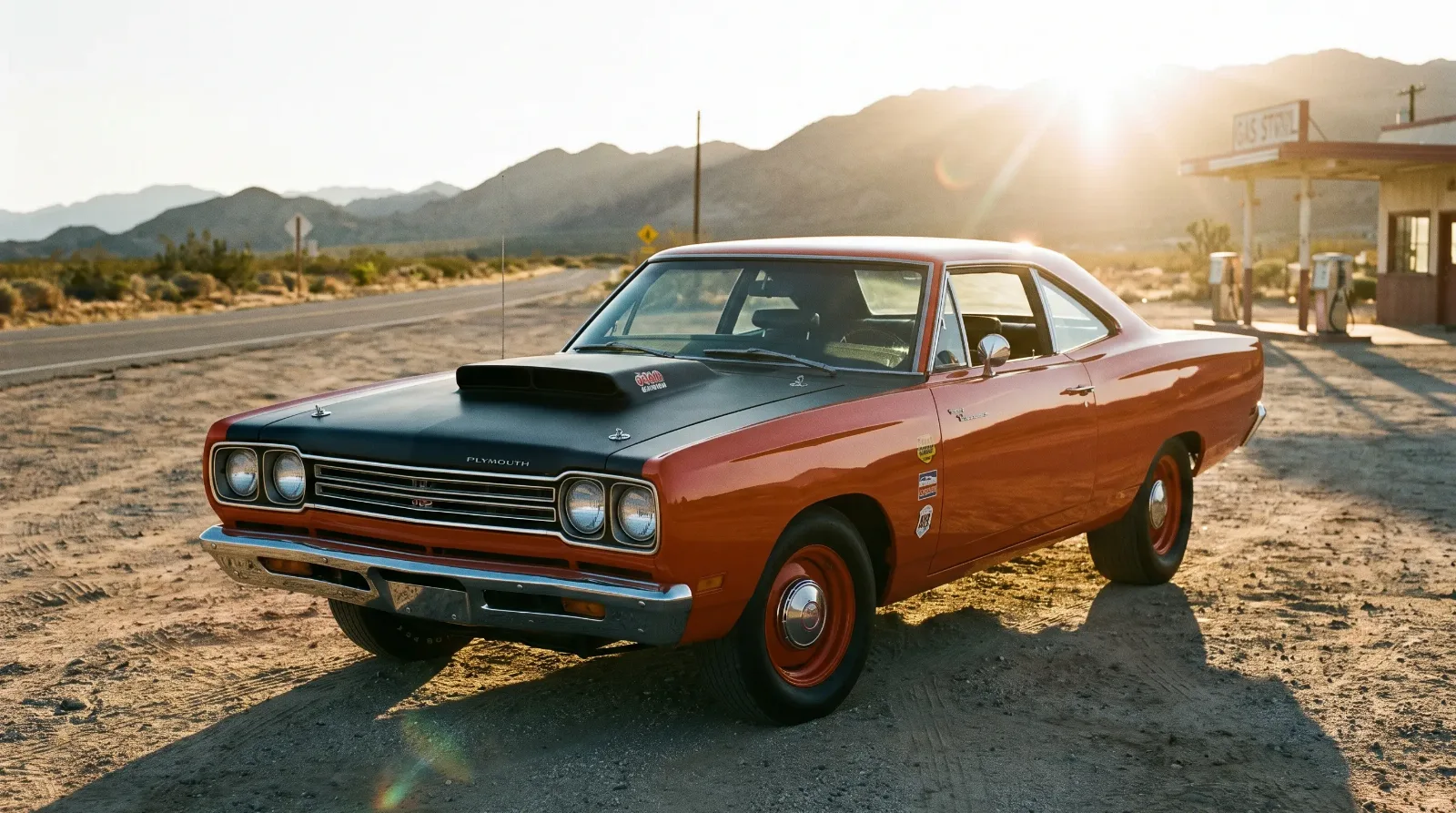 1969 Plymouth Road Runner A12 440 Six Barrel with matte black lift-off hood