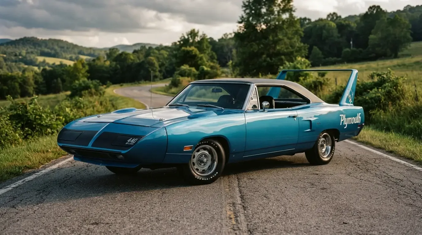 1970 Plymouth Superbird with 440 Six Barrel engine, tall rear wing and nose cone