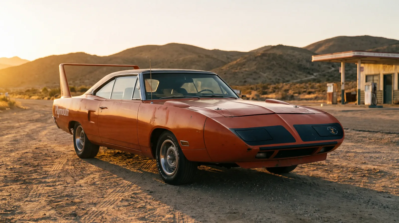 1970 Plymouth Superbird with nosecone and rear wing, three-quarter front view