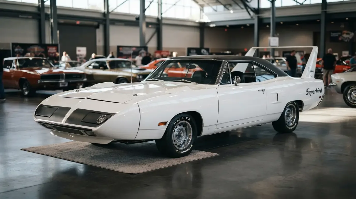 Restored 1970 Plymouth Superbird at a classic car collector show