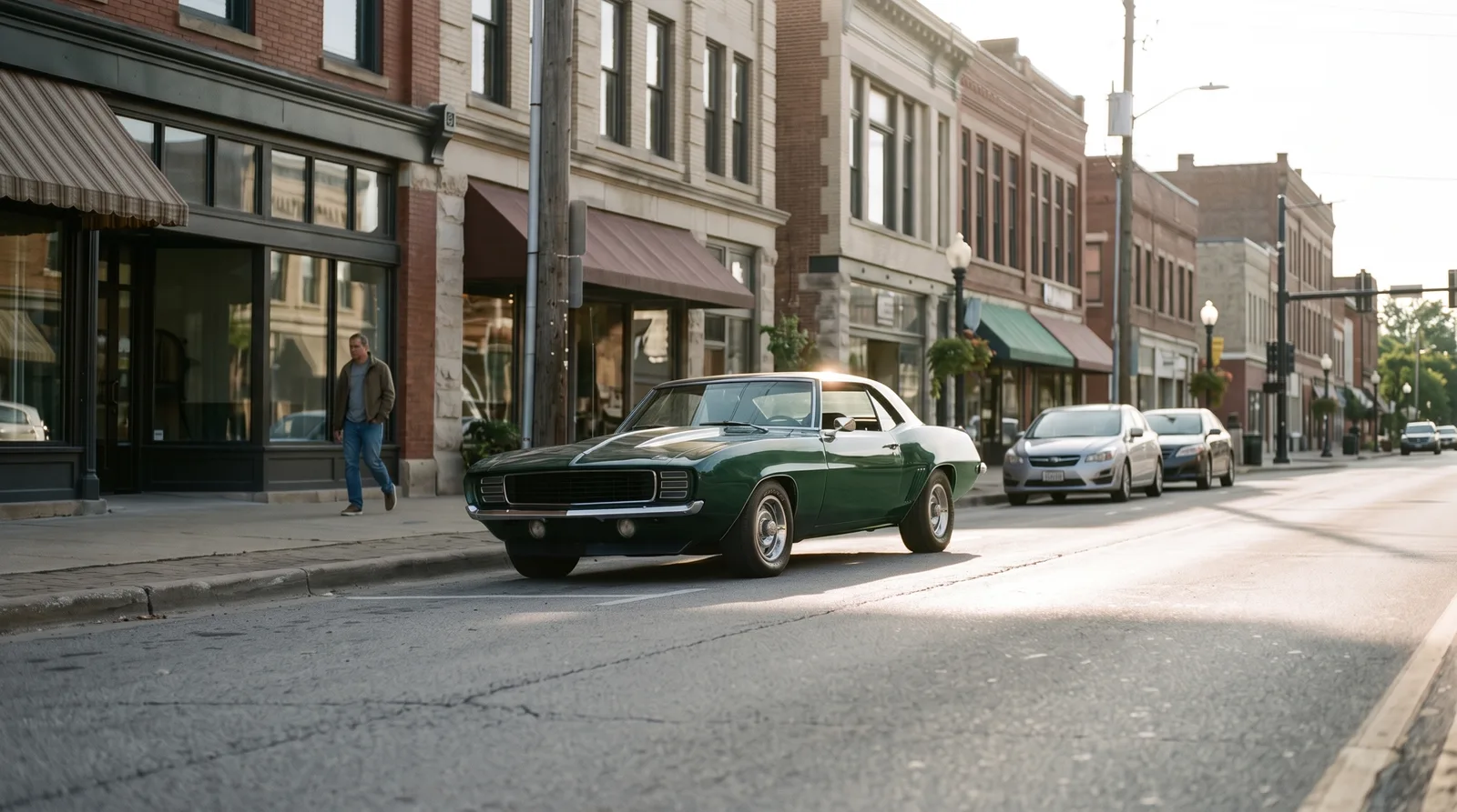 1969 Chevrolet Camaro Rally Sport, parked on a downtown street