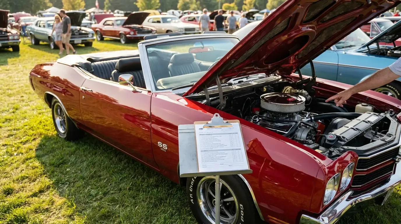 1970 Chevrolet Chevelle SS convertible - top down at a car show