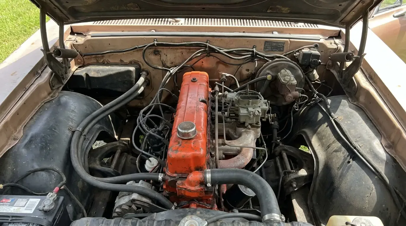 1964 Chevrolet Chevelle 300 — inline-six engine bay detail