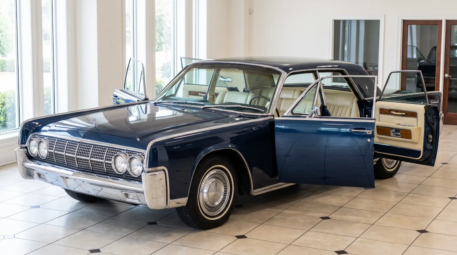 Luxury sedan with centre-opening suicide doors open