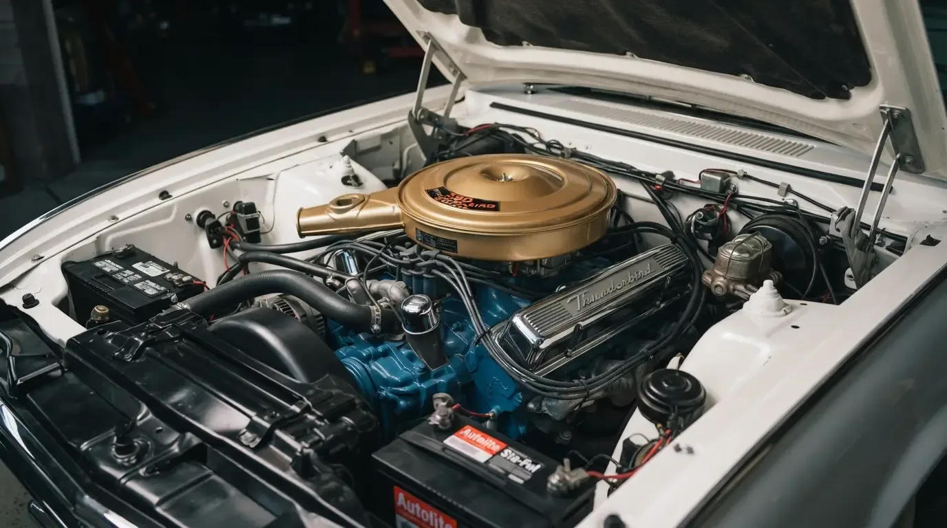 1961 Ford Thunderbird 390 FE V8 engine bay close-up